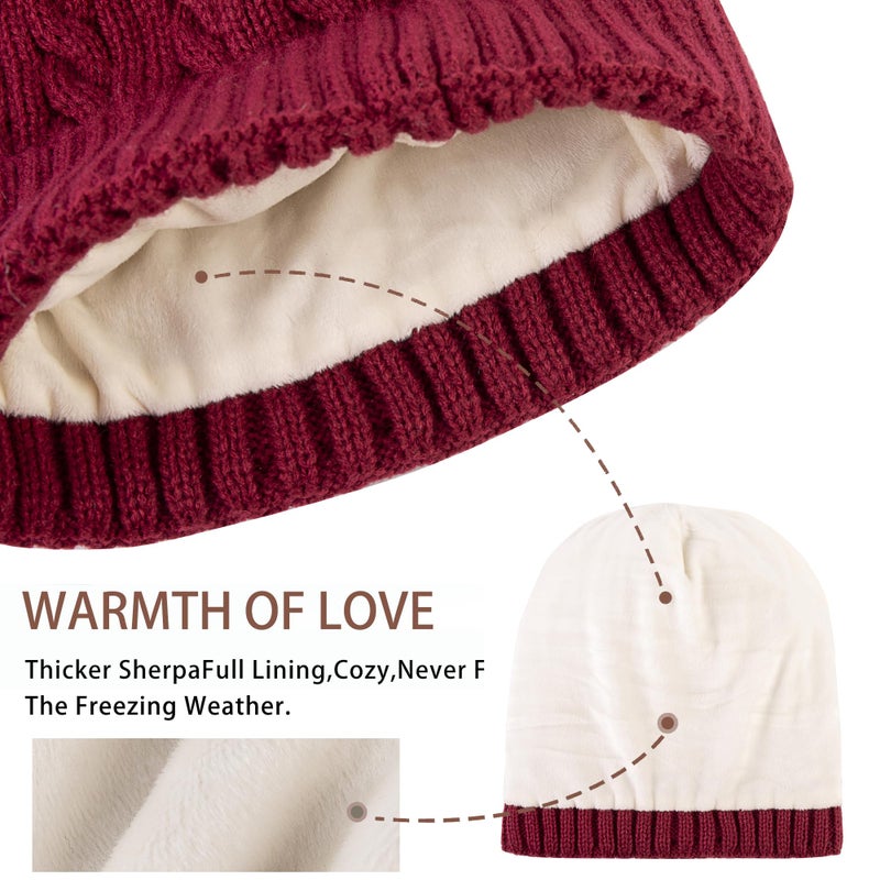 PAGE ONE Women Winter Pom Pom Beanie Hats Warm Fleece Lined,Chunky Trendy Cute Chenille Knit Twist Cap - Image 3